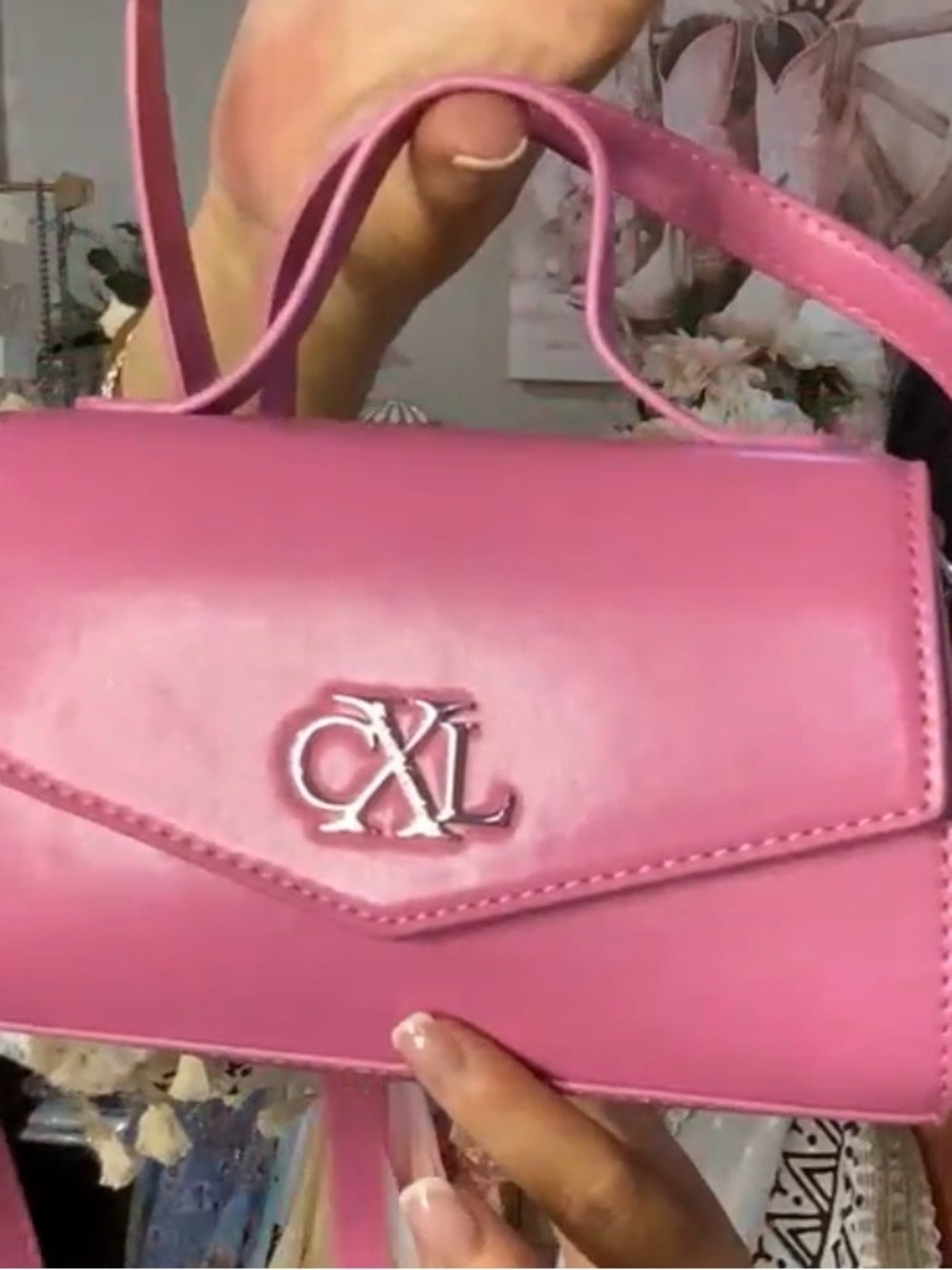 Christian Lacroix Pink Leather Crossbody Bag with Top Handle